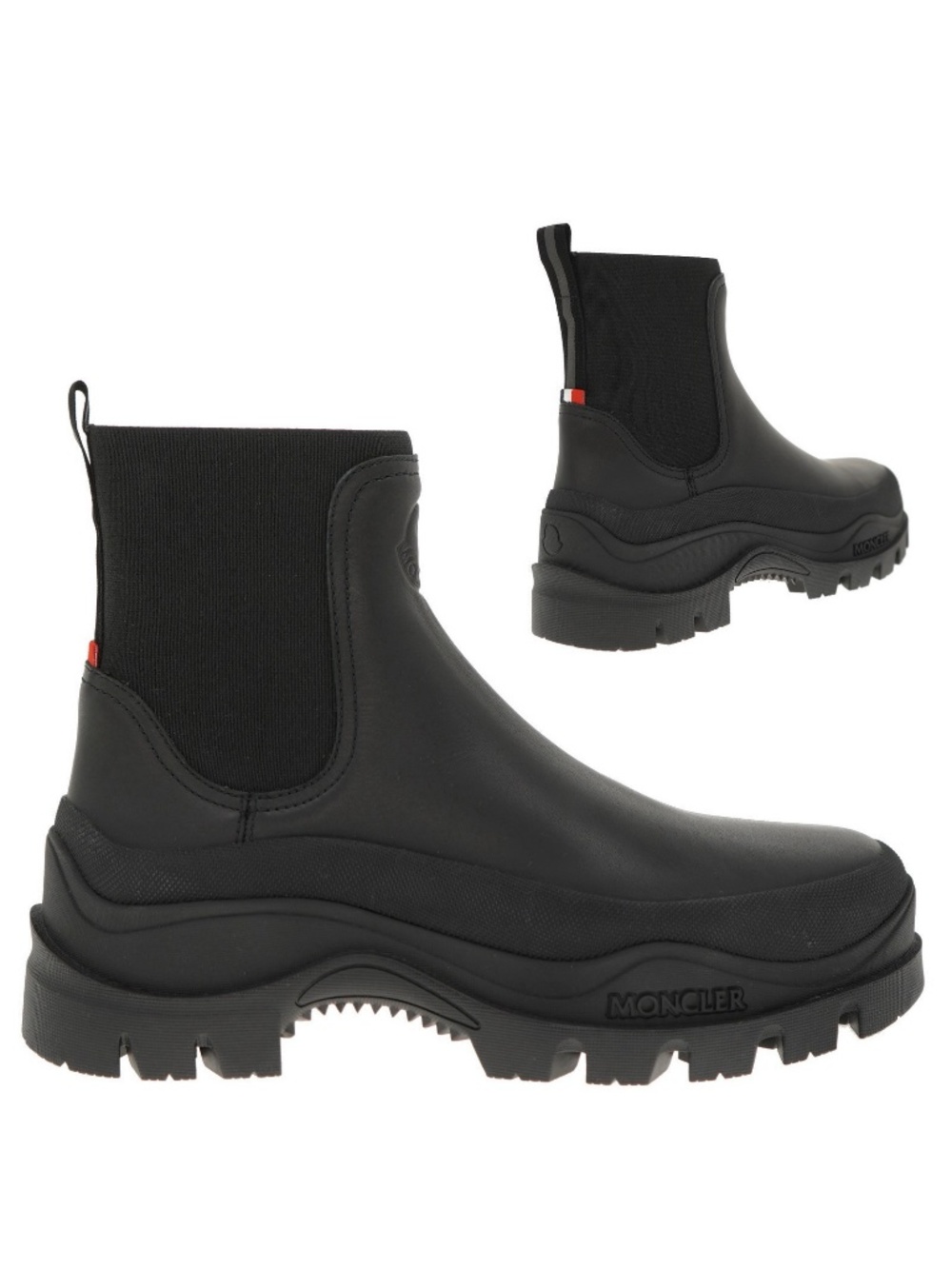Moncler Men Larue Chelsea Ankle Boots Black Leather Size 10 US New